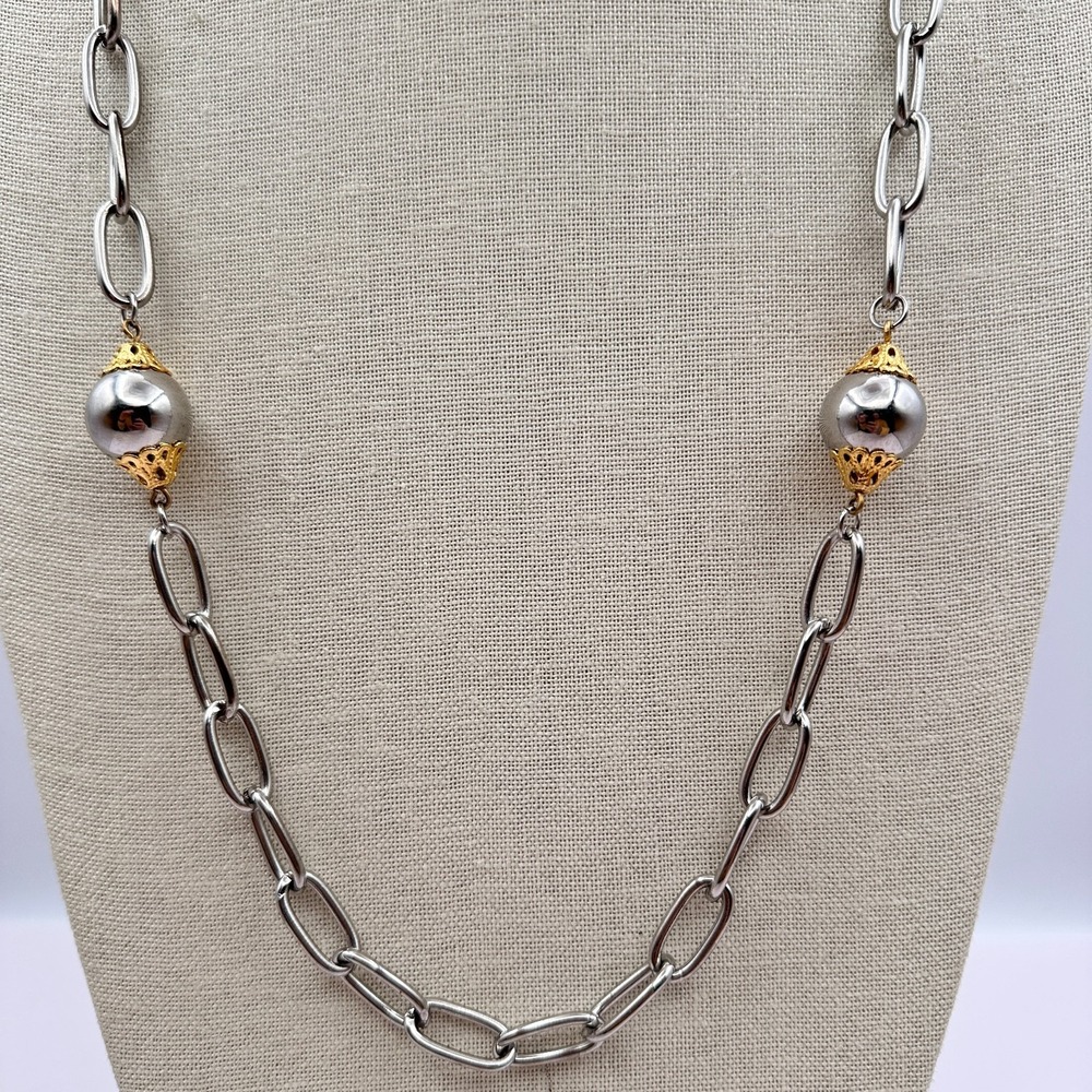 Vintage Y2K Silver Tone Chunky Paperclip Chain Necklace Women's Jewelry